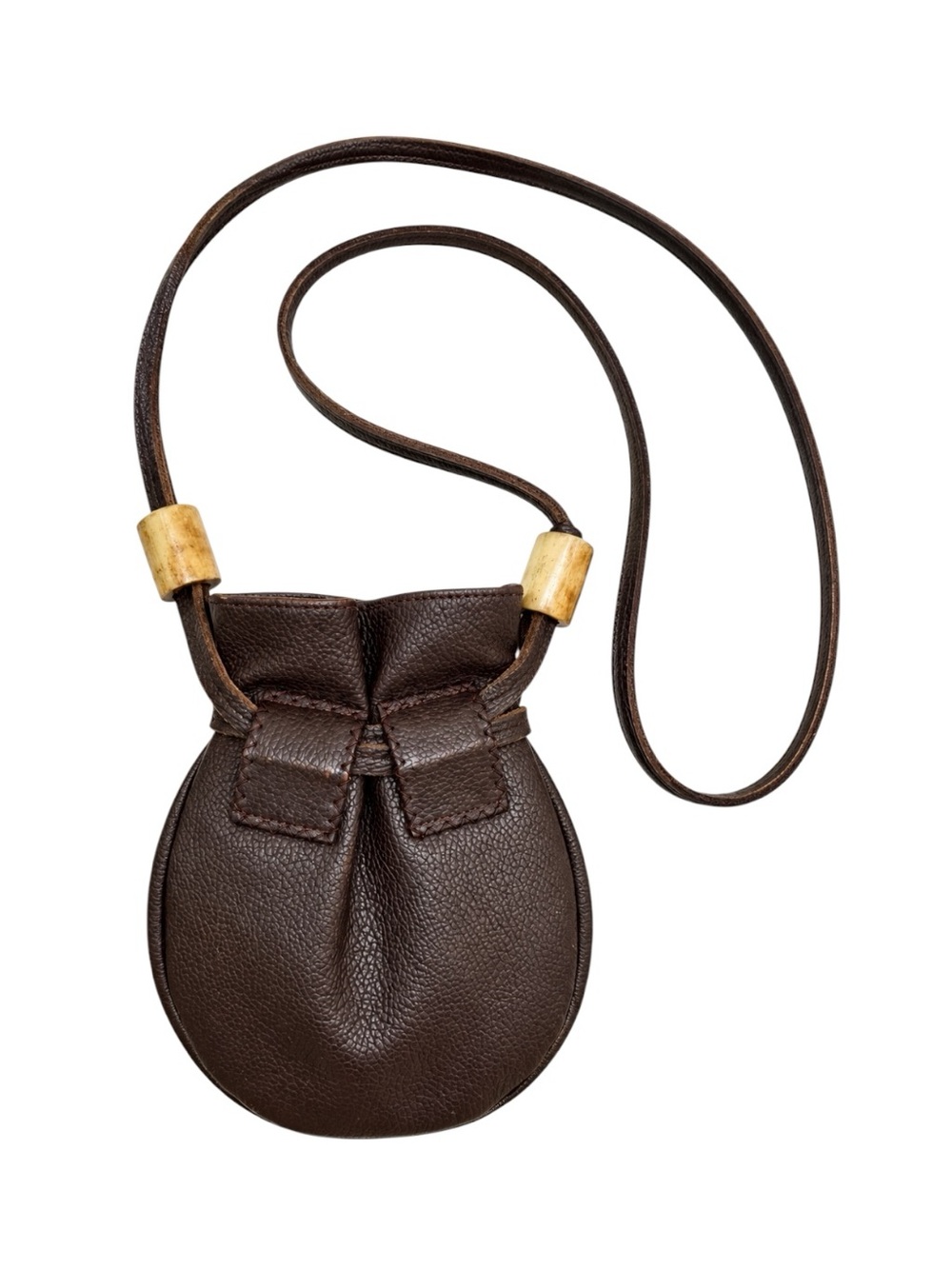 African Lily Kenya Leather Boho Crossbody Pouch Bag Artisan Brown Horn Bead